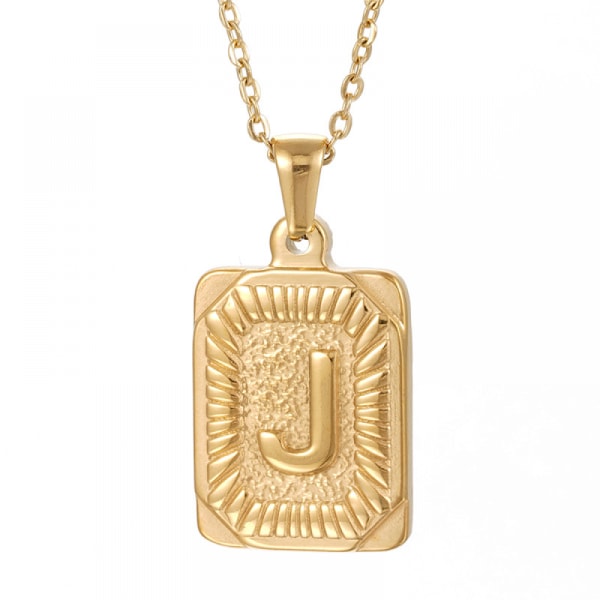 18K Guldpläterat Halsband med Initialer, Kvadratisk Bokstav