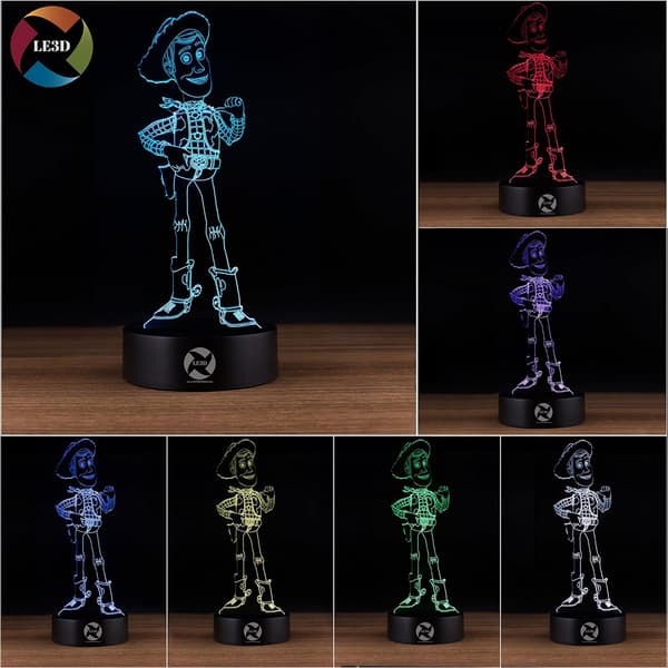 3D Optisk Illusions Natlampe - 7 LED Farveskiftende Lampe