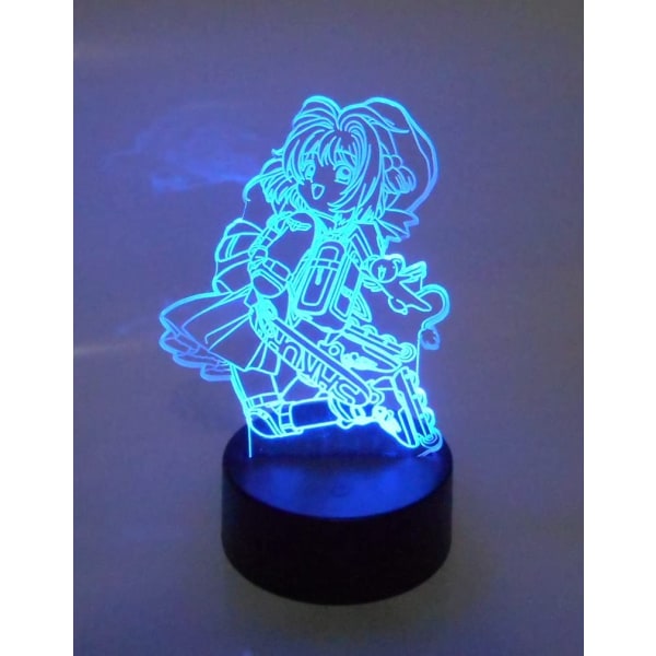 Card Captor Sakura Anime Rulleskøyte Lasergravert 3D-effekt Akryl LED Skrivebordslampe