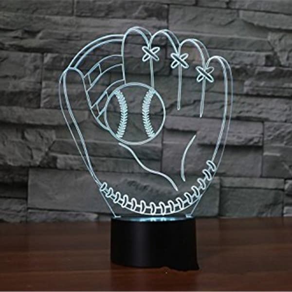 Baseballhandsker 3D LED Natlampe Bord Skrivebord Optisk Illusi