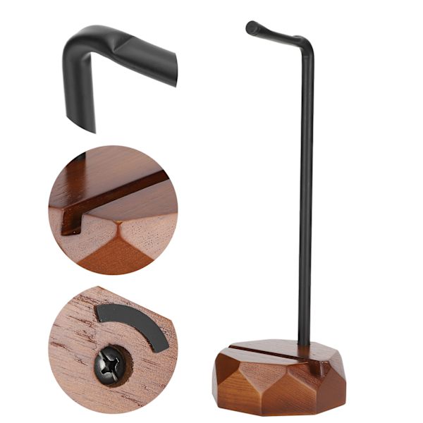 Hovedtelefonstativ i træ DIY-stativ Headset Øretelefonholder Hanger Kontorartikler Sort valnød