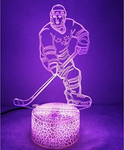 3D Ishockeyspiller Nattlys Bord Skrivebord Optisk Illusjon