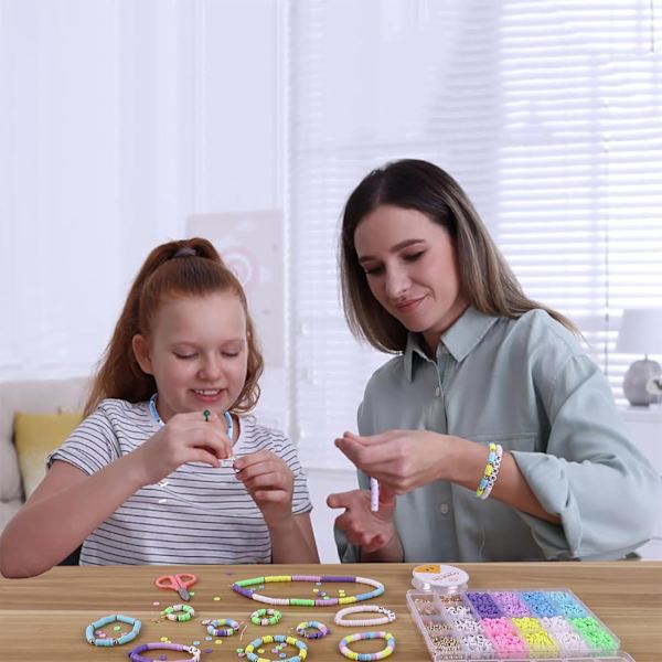 3500 PCS Pastell Leire Perler Kit for Armbånd Laget, Polymer Macaron Heishi Perler for Smykker, Vennskap Armbånd Kit for Jenter Voksne, Spacer Brev Pastel