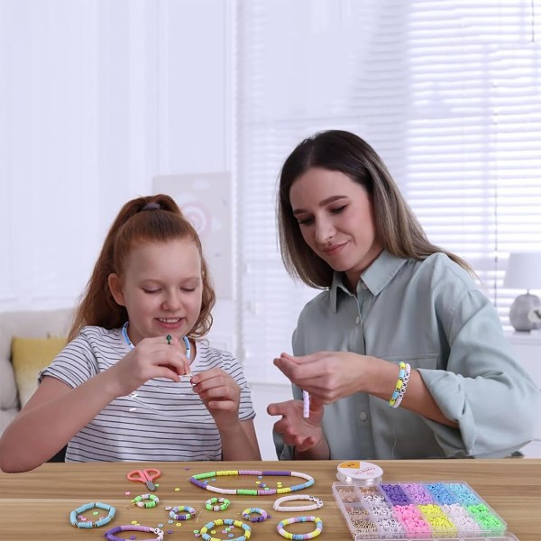 3500 stk. Pastelfarvede lerperler til armbånd, Polymer Macaron Heishi-perler til smykker, Venskabsarmbåndssæt til piger og voksne, afstandsholderbogstaver Pastel