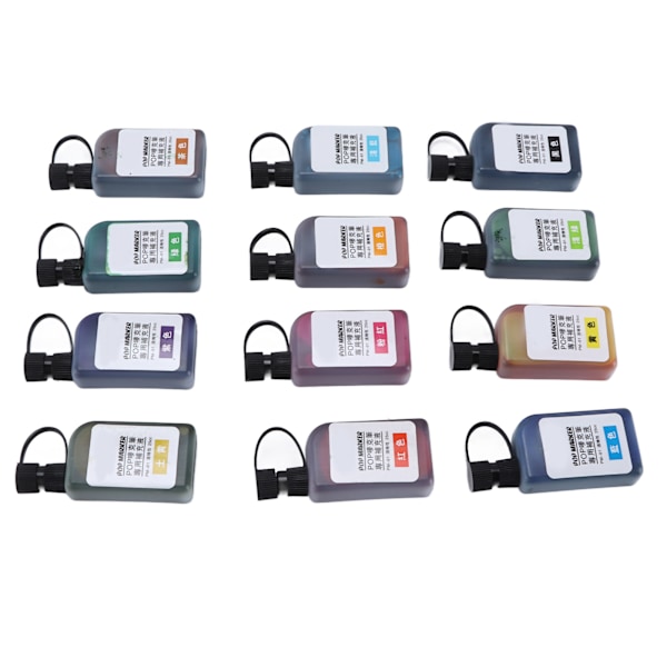 Marker Ink 12 Vibrerende Farver Falmebestandig Vandtæt Transparent Flaske Sikker Blæk Refill Kit