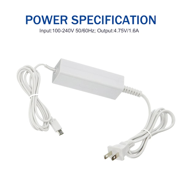 Oplader til Wii U Gamepad, AC-strømadapteroplader til Nintendo Wii U Gamepad-fjernbetjening
