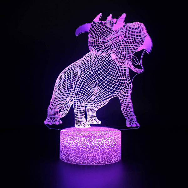 4 stk. 3D Dinosaur Natlampe, DDDNIGHTLIGHT Led Illusion La