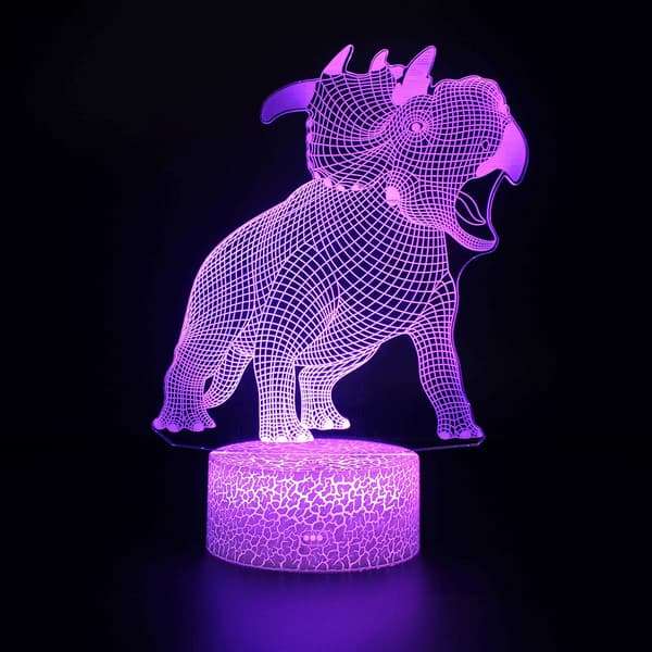 4 stk. 3D Dinosaur Nattlampe, DDDNIGHTLIGHT Led Illusjon La