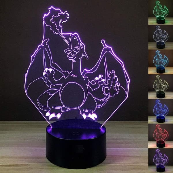 3D Optisk Illusjon Nattlys Leketøyslampe, Fjernkontroll, Dimmbar