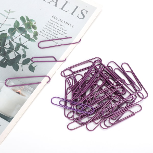 3 Set Pappersklämma Färgbelagd Kreativitet Styling Standard Kontorsmaterial Stora Lila