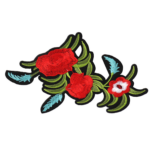 Rød rose broderet patch DIY dekoration tøj strygejern sy mærkat håndværk tilbehør