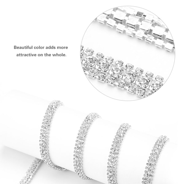 3 rækker DIY AB farve syning krystal rhinestone kæde dekoration tøj tilbehør #4(sliver)