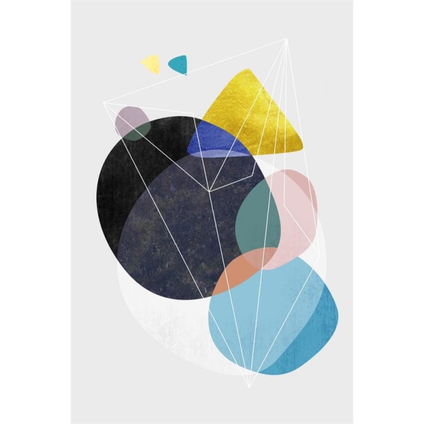 Geometric Patchwork 2 Wall Art Canvas Print , Simple Abstract Watercolor A
