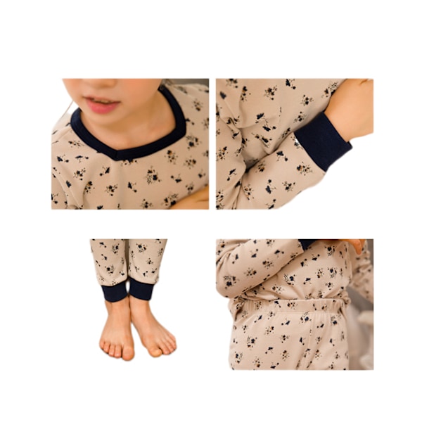 Piges Pyjamas Sæt Pjs 100% Bomuld, S(Blomstrende Blomster)