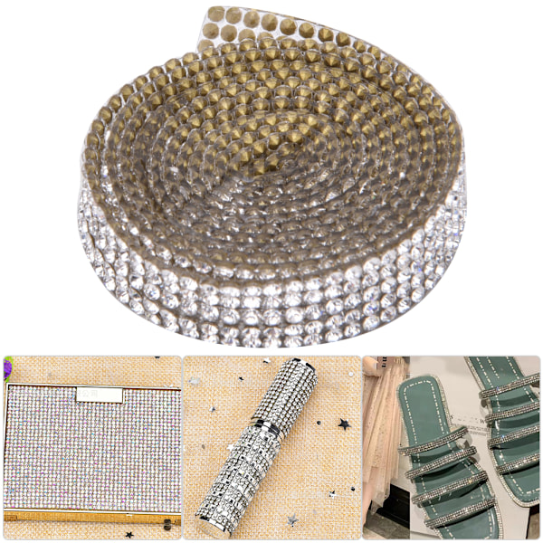 5 rader 1m strass trim band varmfix kristallkedja trim kläder tillbehör dekoration (silver)