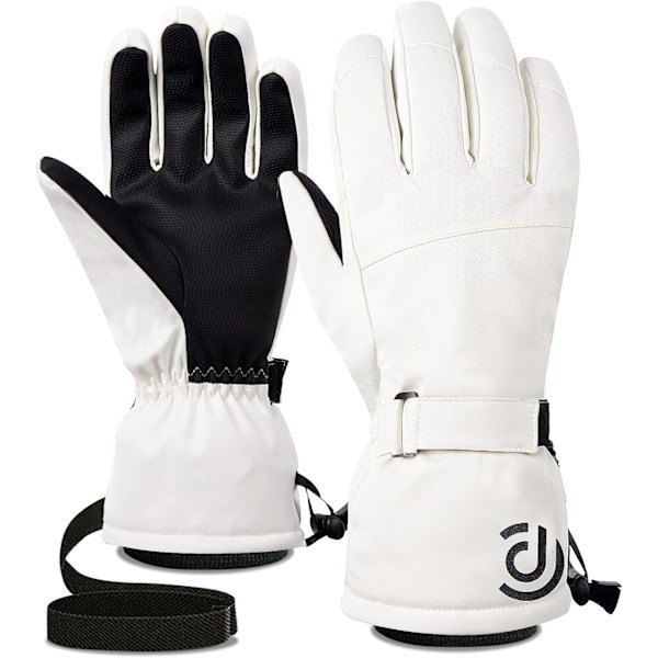 Vinterhandskar för Män och Kvinnor, Varma Vattentäta Skidhandskar, 5 Lager, Pekskärm, Snöhandskar för Kallt Väder White XL