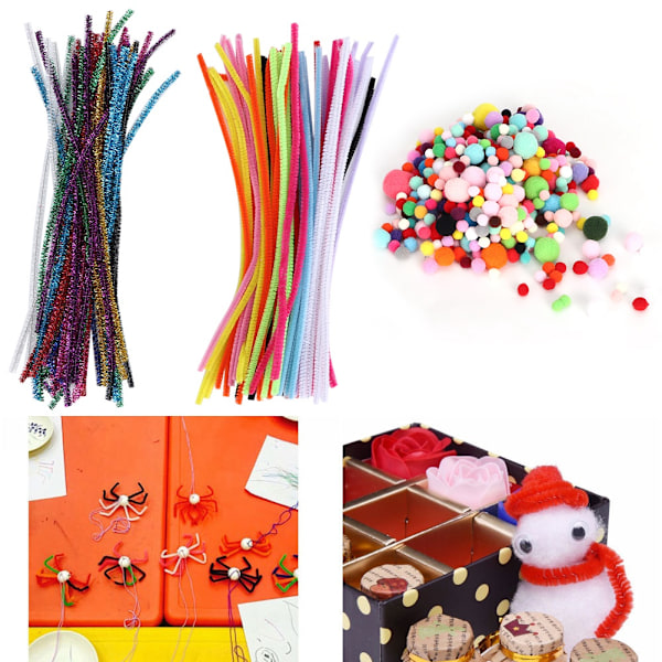 400 stk fargede pinner Håndlaget DIY Art Craft Creation Stofftilbehør for barn