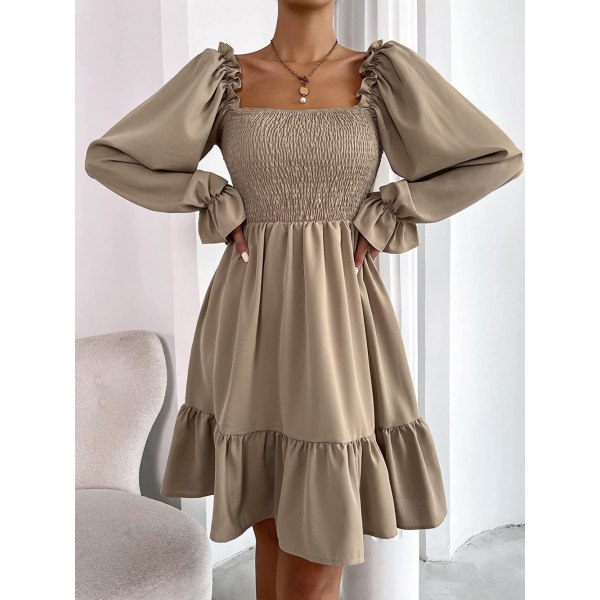 Neck Flowy A-linjeklänningar (Khaki One Size Fits All)
