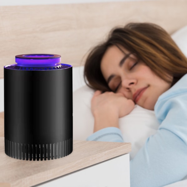 Flugfälla Ljus Inomhus Insekt Dödare Blått Ljus Bug Insekt Dödare Tyst Myggfångare Inhalationsflugfångare Kraftfull Myggdödare Black