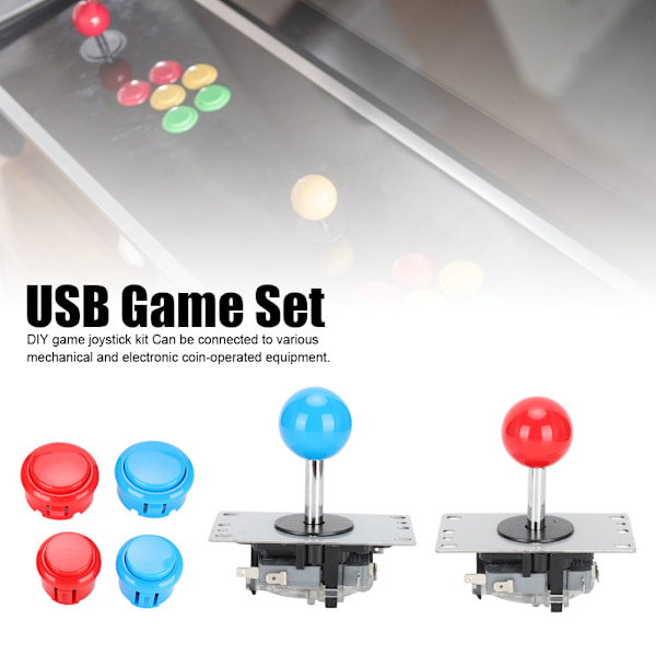 Speltillbehör Joystick DIY USB-spelset för Win8 / Win7 / Vista / XP / 2000 / 98 / Linux / Android (Blå Röd för Dubbla Spelare)