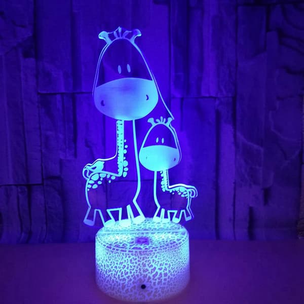 Animal Giraffe Leker 3D Illusjon Nattlys Smart Touch Lampe