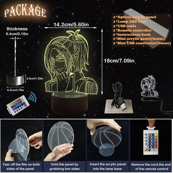 Hange Zoe Lampe til Comic Fans, Anime Levi Ackerman 3D LED Ni