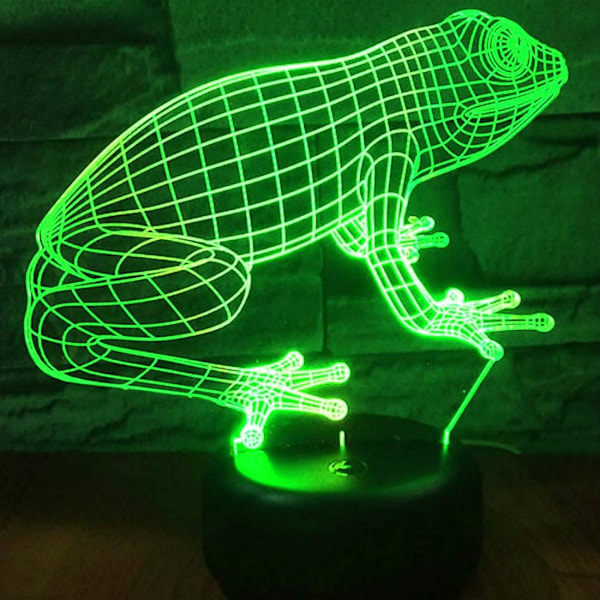 3D Groda Nattlampa Bord Skrivbord Optisk Illusion Lampor 7 Colo