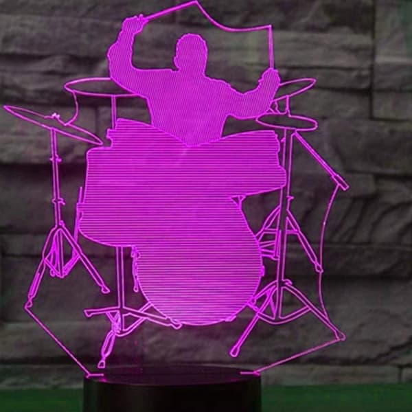 3D Tromme Guitar Natlampe Illusion Natlampe 7 Farver