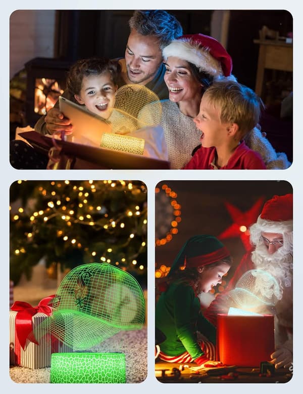 3D LED Nattlampe, baseballcaps, Fotballhjelm, Bask