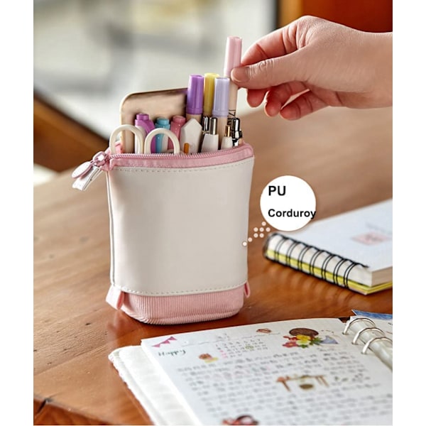 Teleskopisk pennfodral i PU-sammet pink