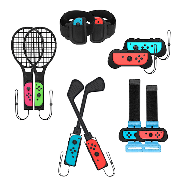 Switch Sports -lisävarustepaketti – 10-in-1-perhevarustepaketti Nintendo Switch Sports -peleihin: Golfmailat Mario Golf Super Rushiin, Just Dance