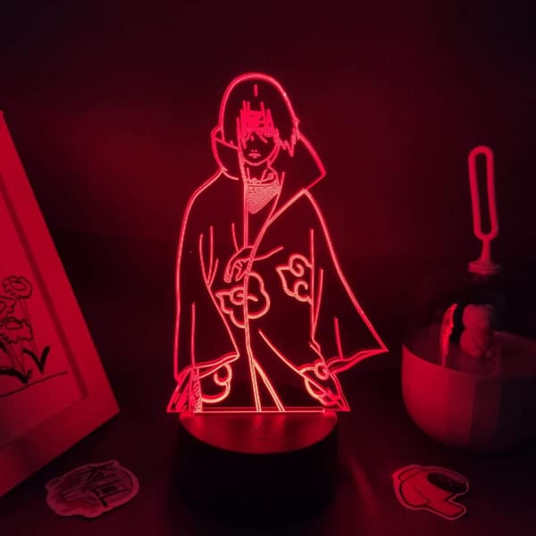3D Nattlys Akatsuki Uchiha Itachi Anime Figur 3D Led Ni