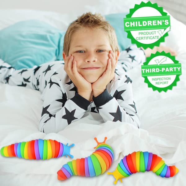 Fidget Slug Leksaker 3-pack - Sensoriska Ångestlindrande Leksaker för Autistiska Barn, Småbarn, Barn & Vuxna, Julstrumpfyllare Present K1
