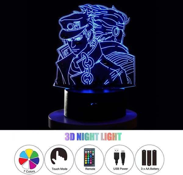 3D Illusjon Nattlys Anime Bordlampe 16 Fargeendring Dek