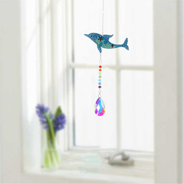 Diamantmaleri anheng DIY krystall delfin vindspill 5D diamantmaleri anheng dekorasjon gave