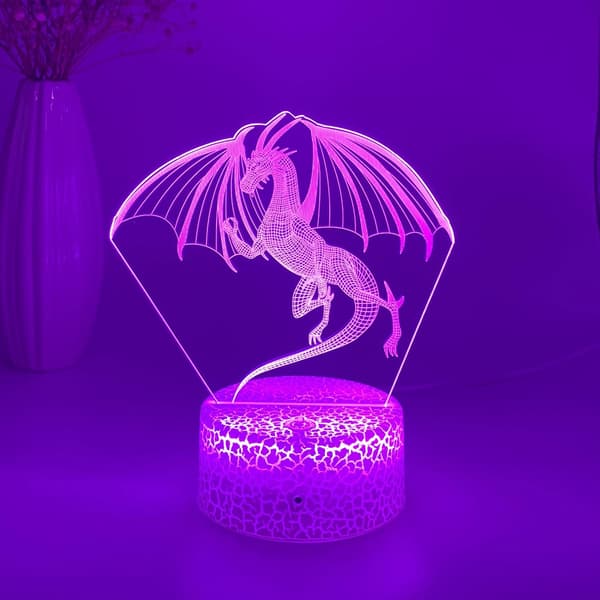 3D Dinosaur LED Natlampe 3 Mønstre Soveværelse Indretning Cool Dr