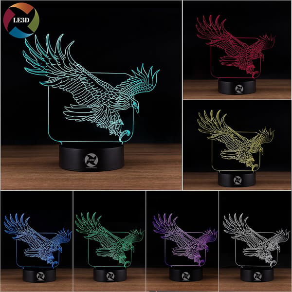 3D Optisk Illusjon Nattlys - 7 LED Fargeskiftende Lampe