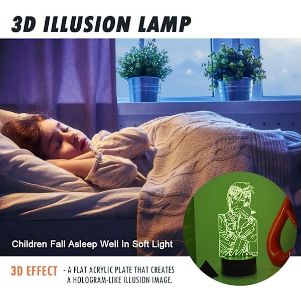 LED Färgglad och elegant Black Butler 3D Akryl Nattlampa