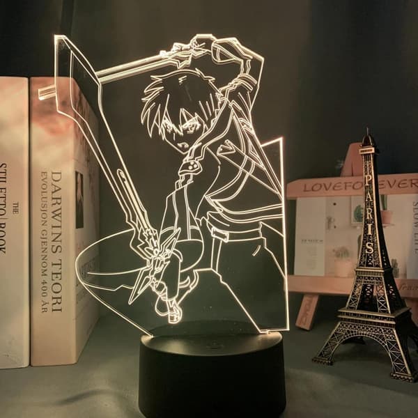 3D Led Yölamppu Anime Sword Art Online Kirito Hahmo B:lle