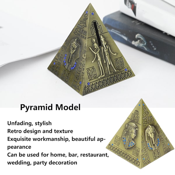 Ægyptisk pyramidemodel grøn bronze stor retro klassisk udsøgt dekorativt håndværk ornament