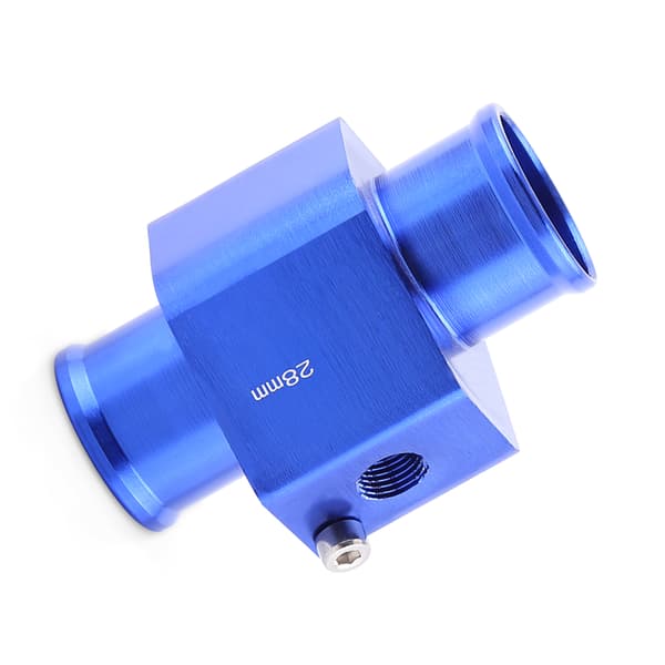 Universal Metal Bil Vandtemperatur Samlingsrør Slange Temperatursensor Adapter Blå 28mm
