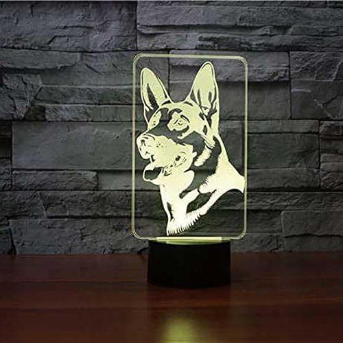 3D Schæferhund Natlampe Touch Switch 7 Farve Chan