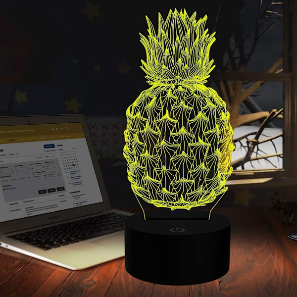 Optisk illusjon 3D Ananas Nattlys 16 Farger Endring