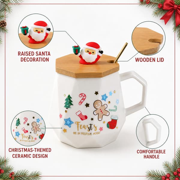 Julmuggvärmare set, pepparkaksgubbe keramisk mugg, för kontorsjulklapp gingerbread man