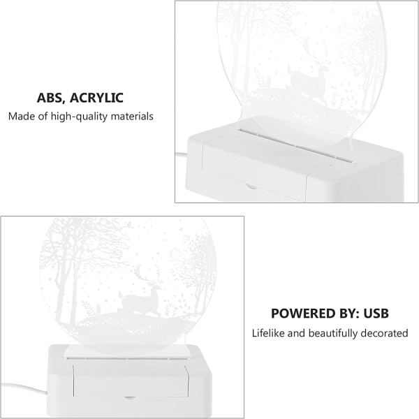Akryl 3D nattlampa julhjort i skogen USB LED-bord