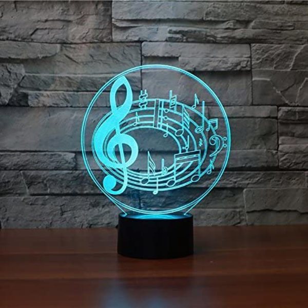 3D Musikalske Noder Form Natlampe 7 Farveskift LED Bordlampe