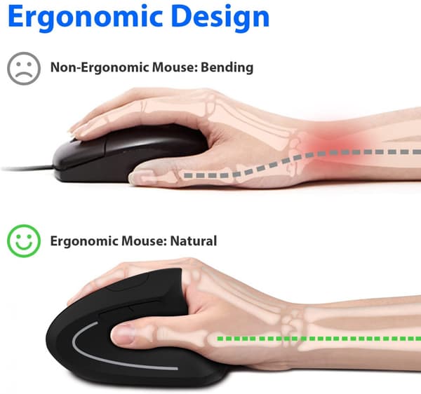 Ergonomisk mus, vertikal trådløs datamus 2.4G med