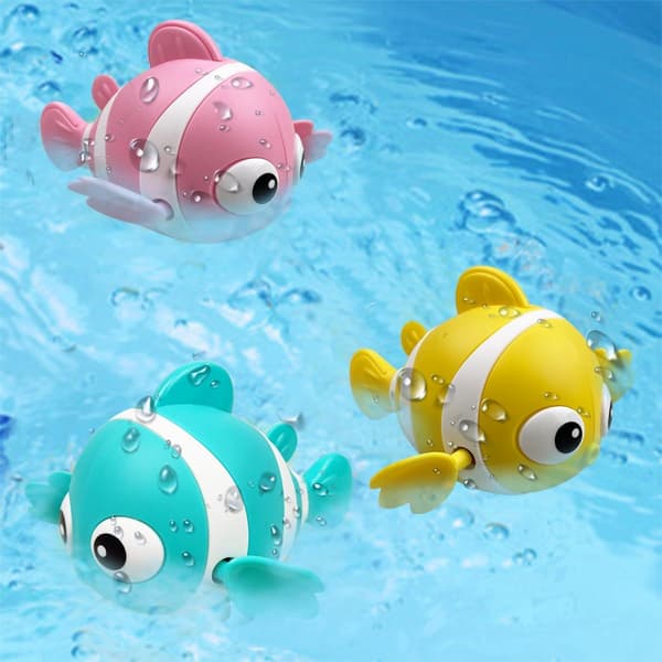 3-pack clownfish badleksaker, uppdragbara simmande flytleksaker för spädbarn och småbarn - perfekt julstrumpfyllning