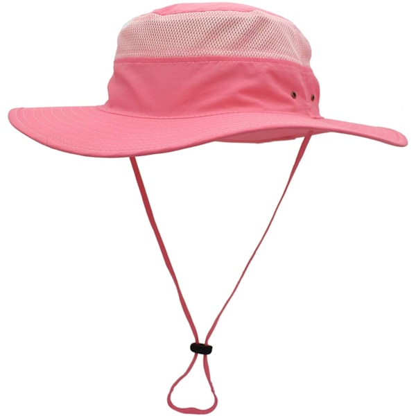 Hatt för män med solskydd UPF 50+, bred brätte, hinkhatt, vindtät fiskehatt Pink
