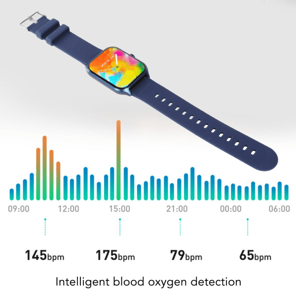 Smartwatch med iltmåling, opkaldsdisplay, IP68 vandtæt touchskærm og skridttæller Blue